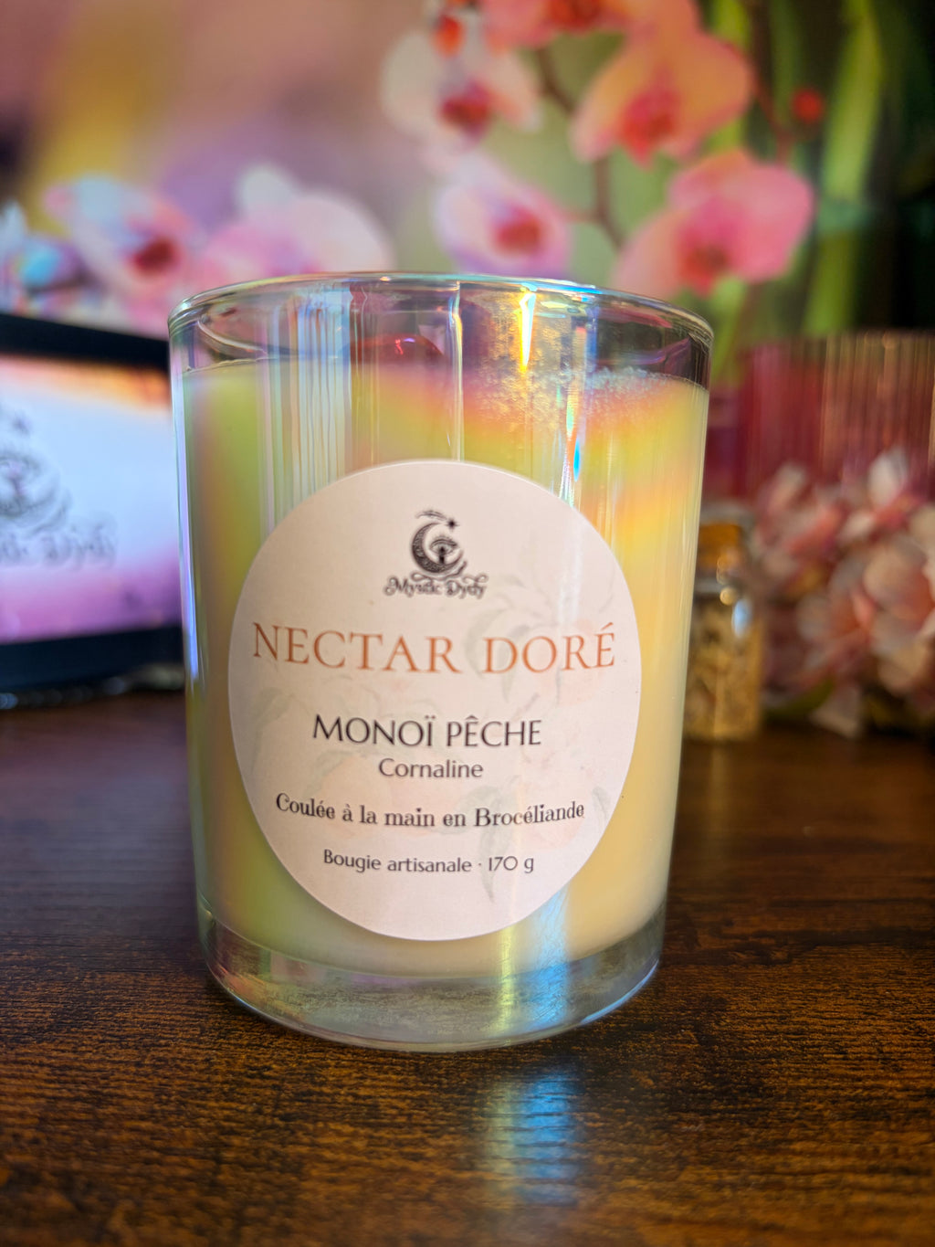 Bougie Nectar Doré · Monoï Pêche