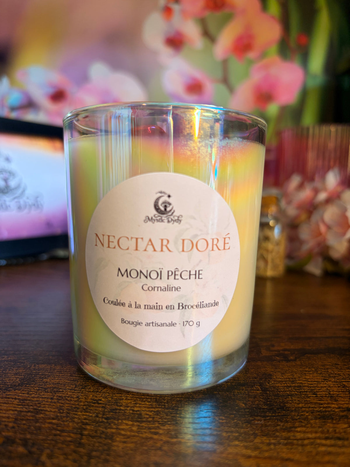 Bougie Nectar Doré · Monoï Pêche - Mystic Dydy