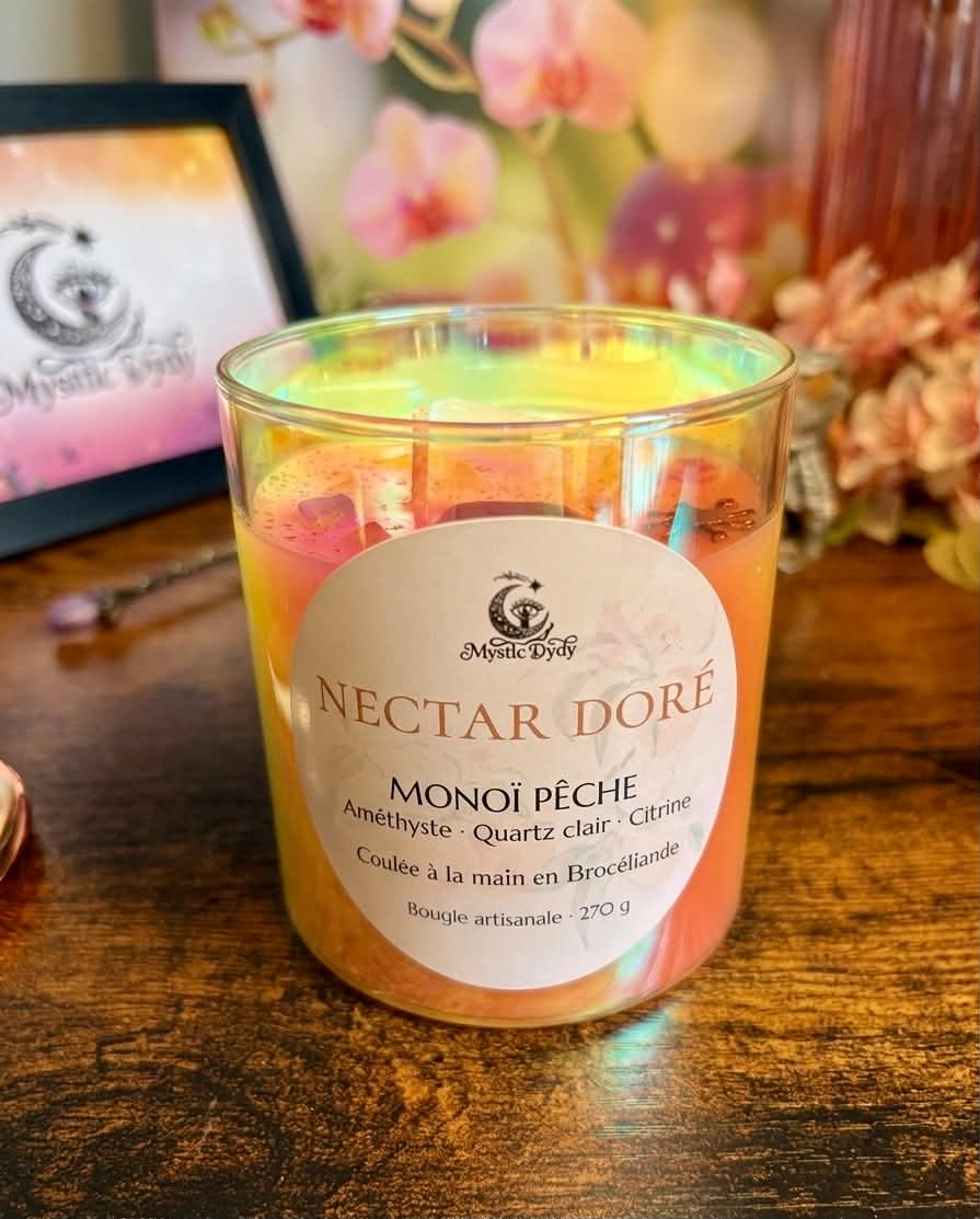Bougie Nectar Doré · Monoï Pêche - Mystic Dydy