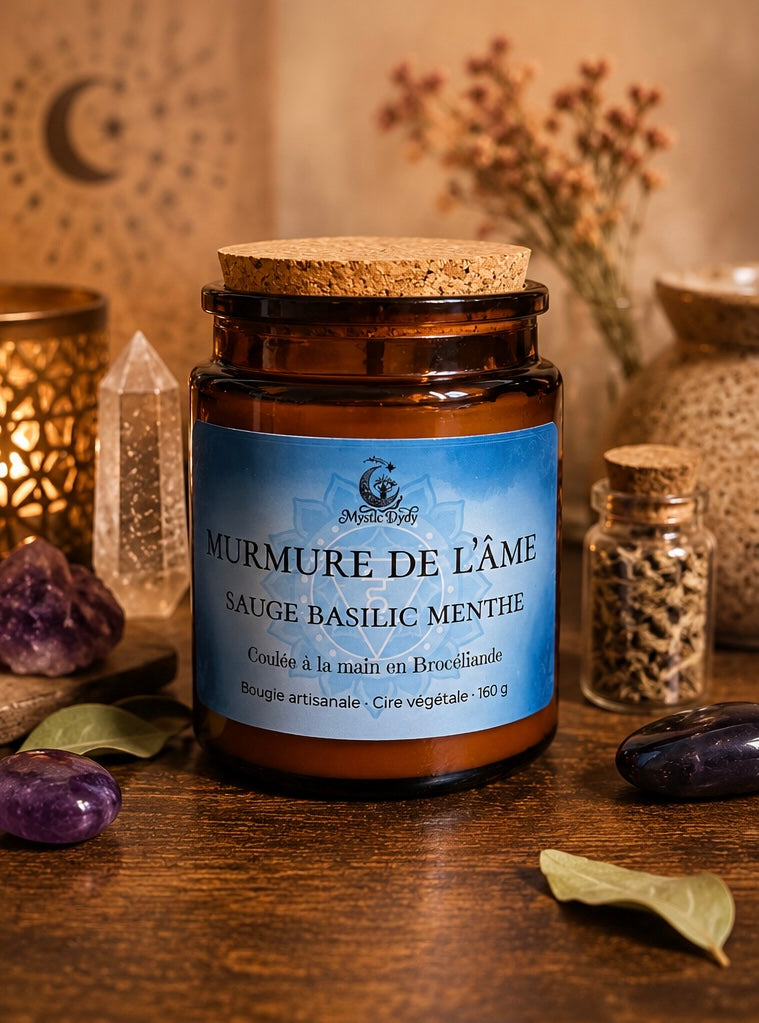 Bougie Murmure de l’Âme • Sauge Basilic Menthe • Chakra Gorge - Mystic Dydy