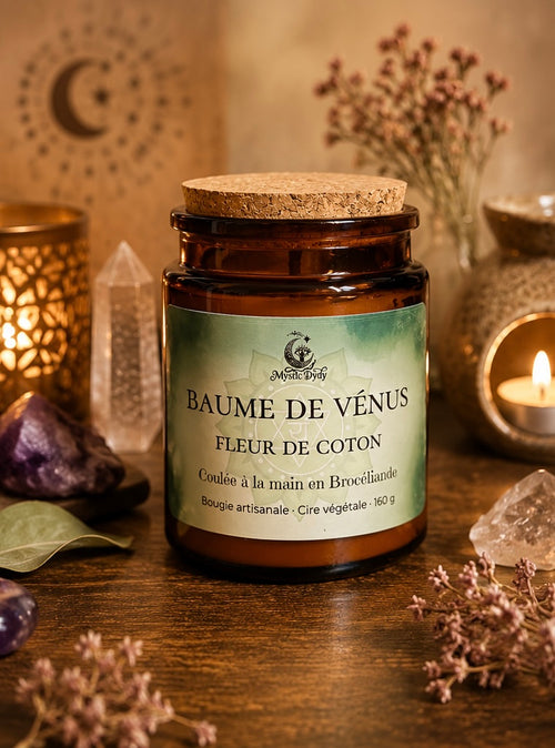 Bougie Baume de Vénus • Fleur de Coton • Chakra Cœur - Mystic Dydy