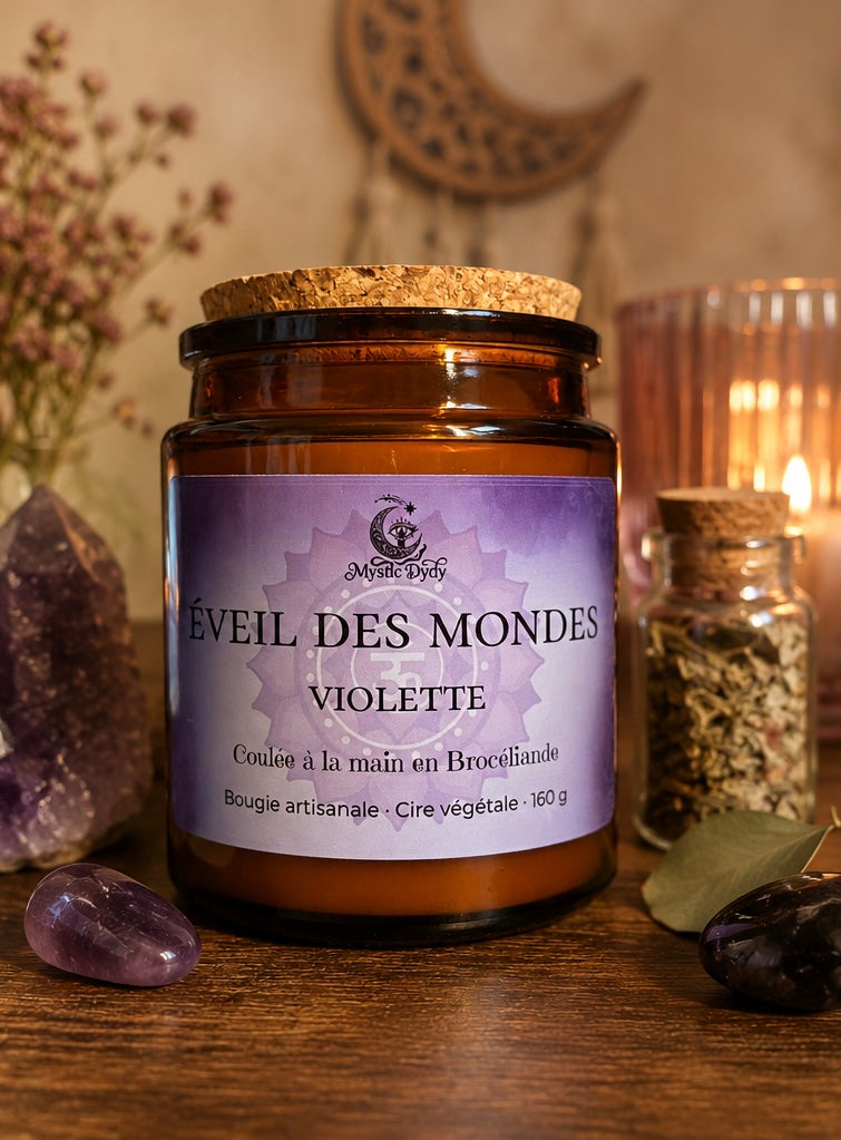 Bougie Éveil des Mondes • Violette • Chakra Coronal - Mystic Dydy