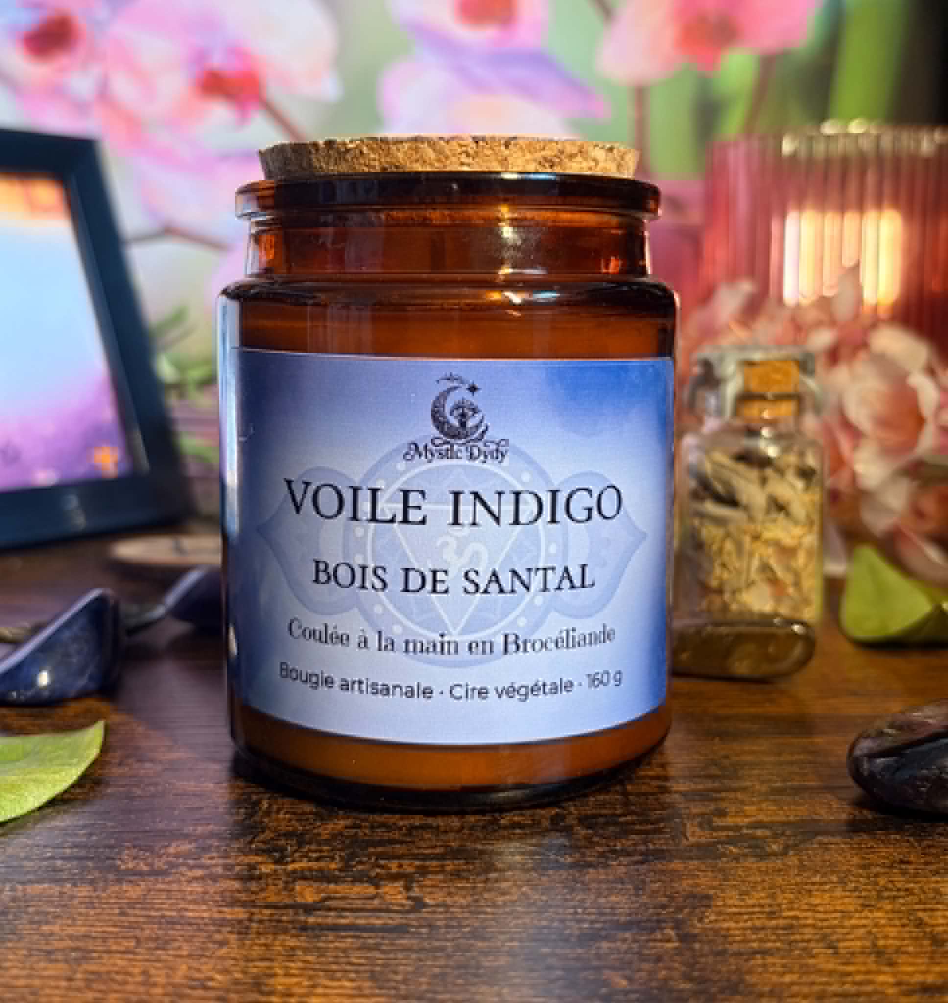 Bougie Voile Indigo · Bois de Santal